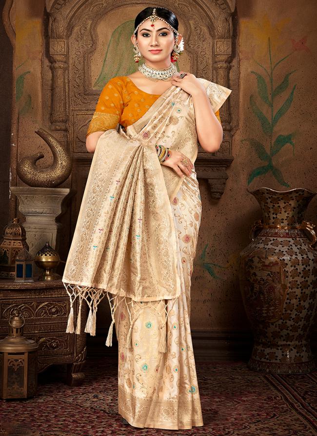 Silk Yellow Traditional Wear Weaving Saree